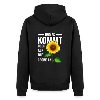 größte sonnenblume im garten gartenglück schreber - Unisex Premium Bio Zip Hoodie - Schwarz - Hinten - Nico (187cm)