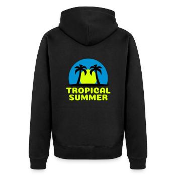 Tropical summer (Sonne, Himmelsgewölbe, Palmen) - Unisex Premium Bio Zip Hoodie - Schwarz - Hinten - Nico (187cm)