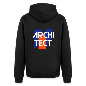 Architect (geometrische Figuren) - Unisex Premium Bio Zip Hoodie - Schwarz - Hinten - Nico (187cm)