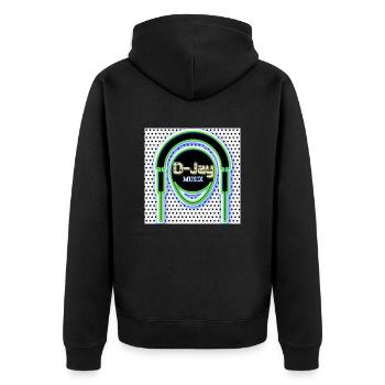 D-Jay MUSIX - Abbild - 2023 - Unisex Premium Bio Zip Hoodie - Schwarz - Hinten - Nico (187cm)