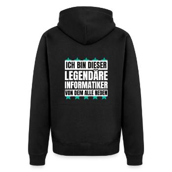 Ich bin dieser legendäre Informatiker - Unisex Premium Bio Zip Hoodie - Schwarz - Hinten - Nico (187cm)