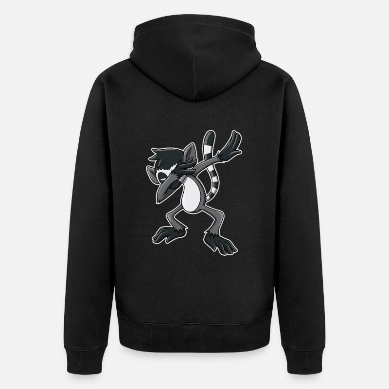 Lemur Dabbing - Unisex Premium Bio Zip Hoodie - Schwarz