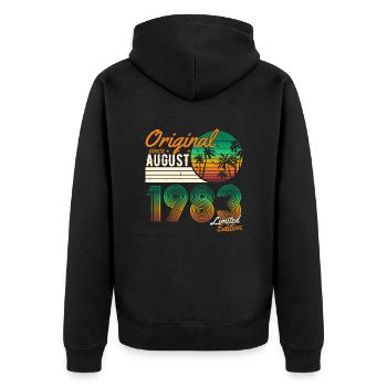 August 1983 Vintage Vintage Birthday Retro - Unisex Premium Organic Zip Hoodie - black - Back - Nico (187cm)