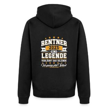 Rentner 2025 Ruhestand Rente 2025 Geschenk - Unisex Premium Bio Zip Hoodie - Schwarz - Hinten - Nico (187cm)