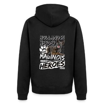 Berger Hollandais – Dicton de berger allemand - Veste à capuche bio Premium Unisexe - noir - Dos - Nico (187cm)