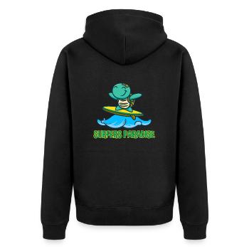 Kawaii Turtle Surfer - Sunglasses and - Unisex Premium Organic Zip Hoodie - black - Back - Nico (187cm)