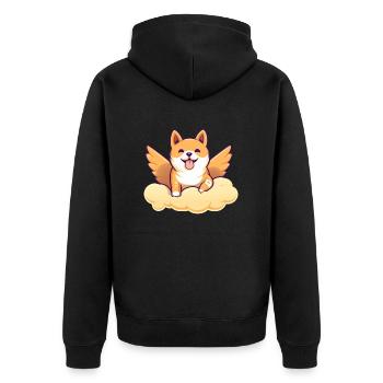 Angel Shiba Inu chien avec des ailes - nuage - Veste à capuche bio Premium Unisexe - noir - Dos - Nico (187cm)