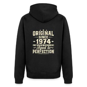 Original depuis 1974 Vintage cadeau d’anniversaire - Veste à capuche bio Premium Unisexe - noir - Dos - Nico (187cm)