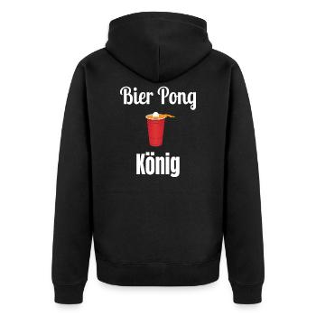 Bier Pong Alkohol Trinkspiel Party T-Shirt Shirts - Unisex Premium Bio Zip Hoodie - Schwarz - Hinten - Nico (187cm)