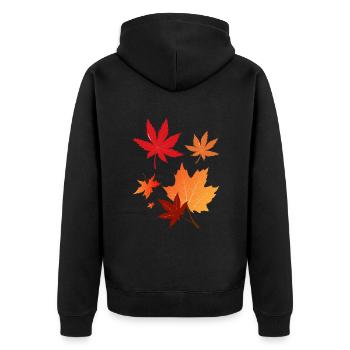 colorful autumn leaves leaf - Unisex Premium Organic Zip Hoodie - black - Back - Nico (187cm)