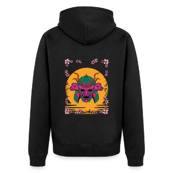 Fleurs Samouraï - Veste à capuche bio Premium Unisexe - noir - Dos - Nico (187cm)