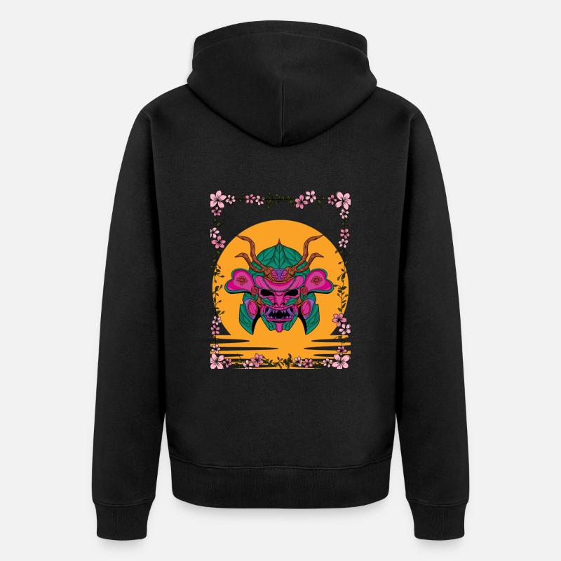 Blüten Samurai - Unisex Premium Bio Zip Hoodie - Schwarz