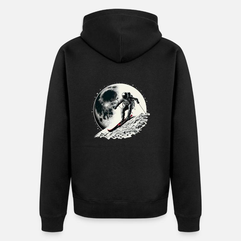 Ski Astronomical - Skieurs sur la Lune - Veste à capuche bio Premium Unisexe - noir
