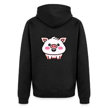 Mignon cochon qui rit Kawaii - Veste à capuche bio Premium Unisexe - noir - Dos - Nico (187cm)
