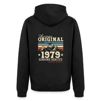 Original 1979 Vintage né Vintage anniversaire - Veste à capuche bio Premium Unisexe - noir - Dos - Nico (187cm)