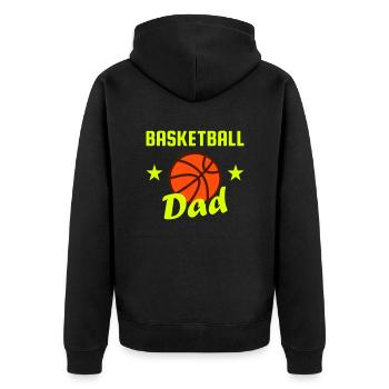 Basketball dad (Sterne, Basketball) - Unisex Premium Bio Zip Hoodie - Schwarz - Hinten - Nico (187cm)