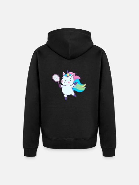 Badminton Unicorn - Unisex Premium Organic Zip Hoodie - black