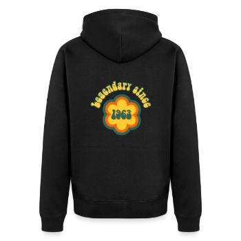 Legendary since 1963 Birthday Retro Hippie Flower - Unisex Premium Organic Zip Hoodie - black - Back - Nico (187cm)