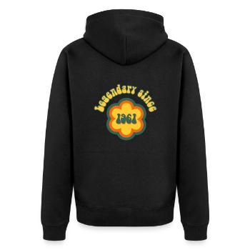 Legendary since 1961 Birthday Retro Flower - Unisex Premium Organic Zip Hoodie - black - Back - Nico (187cm)