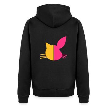 Moitié visage chat, mi-visage lapin - Veste à capuche bio Premium Unisexe - noir - Dos - Nico (187cm)