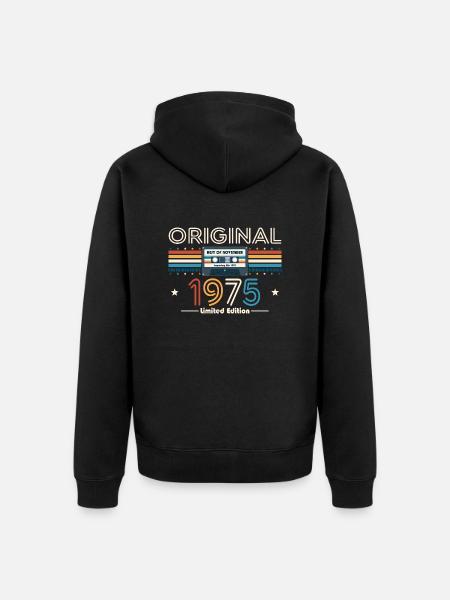 50. Geburtstag Vintage November 1975 Kassette 1975 - Unisex Premium Bio Zip Hoodie - Schwarz