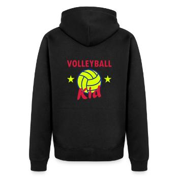 Volleyball kid (Sterne, Volleyball) - Unisex Premium Bio Zip Hoodie - Schwarz - Hinten - Nico (187cm)