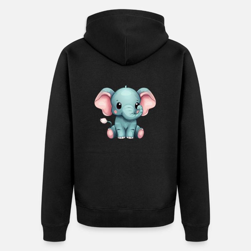 Mignon éléphant gris assis - Veste à capuche bio Premium Unisexe - noir