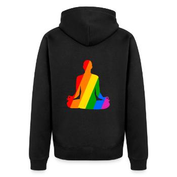 Variété et équilibre dans la pose de yoga colorée - Veste à capuche bio Premium Unisexe - noir - Dos - Nico (187cm)