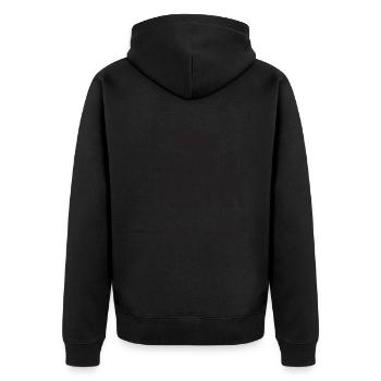 Wer braucht Taktik? Bouler und Boulespieler - Unisex Premium Bio Zip Hoodie - Schwarz - Hinten - Nico (187cm)