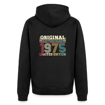 50. Geburtstag Vintage September 1975 Geschenkidee - Unisex Premium Bio Zip Hoodie - Schwarz - Hinten - Nico (187cm)