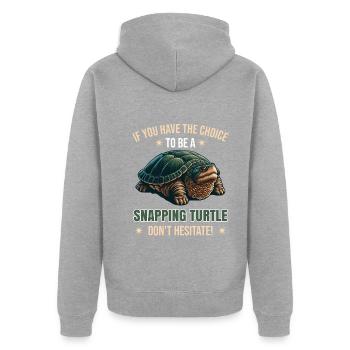 Alligator Snapping Turtle Saying | Funny - Unisex Premium Organic Zip Hoodie - heather grey - Back - Nico (187cm)