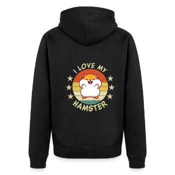 I Love My Hamster | Funny Hamster Saying | - Unisex Premium Organic Zip Hoodie - black - Back - Nico (187cm)