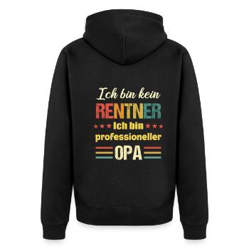 Ich bin kein Rentner ich bin professioneller Opa - - Unisex Premium Bio Zip Hoodie - Schwarz - Hinten - Nico (187cm)
