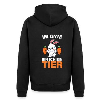 In the gym, I'm an animal! Fun Bodybuilding - Unisex Premium Organic Zip Hoodie - black - Back - Nico (187cm)