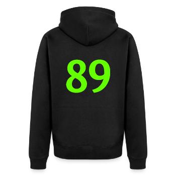issue 89 - Unisex Premium Organic Zip Hoodie - black - Back - Nico (187cm)