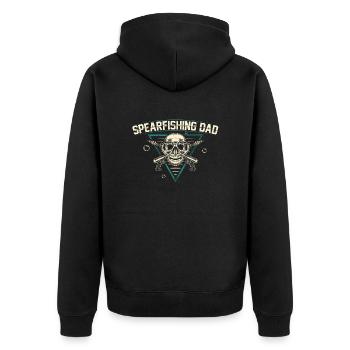 Speerfischen Vater | Geschenkidee für Speerfischer - Unisex Premium Bio Zip Hoodie - Schwarz - Hinten - Nico (187cm)