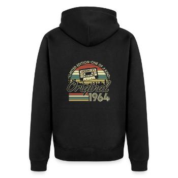 1964 Jahrgang Vintage Retro Geburtstag Geschenk - Unisex Premium Bio Zip Hoodie - Schwarz - Hinten - Nico (187cm)