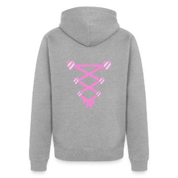 Volksfest Dirndl Ersatz - Unisex Premium Bio Zip Hoodie - Grau meliert - Hinten - Nico (187cm)