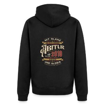Abi Jahrgang 2010 Ich war dabei Abitur Treffen - Unisex Premium Bio Zip Hoodie - Schwarz - Hinten - Nico (187cm)