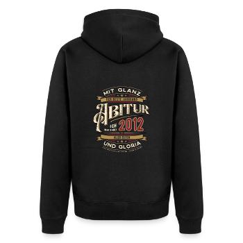 Abi Jahrgang 2012 Ich war dabei Abitur Treffen - Unisex Premium Bio Zip Hoodie - Schwarz - Hinten - Nico (187cm)