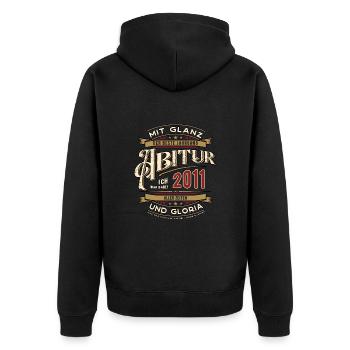 Abi Jahrgang 2011 Ich war dabei Abitur Treffen - Unisex Premium Bio Zip Hoodie - Schwarz - Hinten - Nico (187cm)