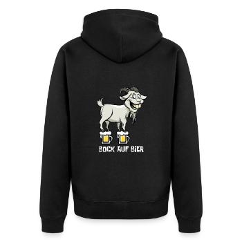 Bock auf Bier - Spruch - lustiges Wortspiel - Unisex Premium Bio Zip Hoodie - Schwarz - Hinten - Nico (187cm)