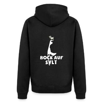 Bock auf Sylt - Insel Spruch - Wortspiel - Unisex Premium Bio Zip Hoodie - Schwarz - Hinten - Nico (187cm)