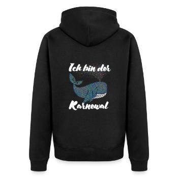 Fastnacht - Karneval - Karnewal - Wortspiel - Unisex Premium Bio Zip Hoodie - Schwarz - Hinten - Nico (187cm)