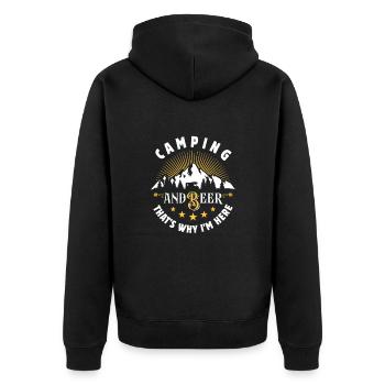 Camping & Bier - That's why I'm here - Camper - Unisex Premium Bio Zip Hoodie - Schwarz - Hinten - Nico (187cm)