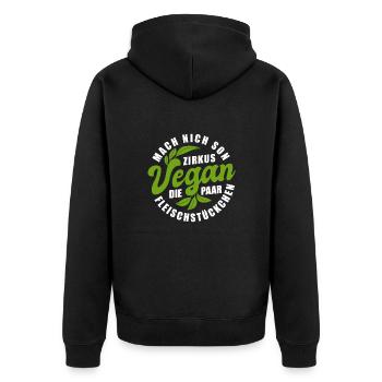 Grillen - Null Prozent Vegan - Fleischesser - Unisex Premium Bio Zip Hoodie - Schwarz - Hinten - Nico (187cm)