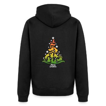 Meowy Christmas - Katze - Weihnachtsbaum Geschenk - Unisex Premium Bio Zip Hoodie - Schwarz - Hinten - Nico (187cm)