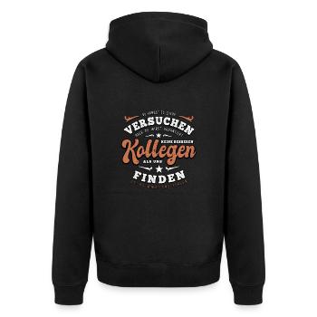 Kollege - Jobwechsel - Kündigung - Spruch - Unisex Premium Bio Zip Hoodie - Schwarz - Hinten - Nico (187cm)