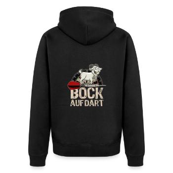 Bock auf Dart - Silhouette - Dartfan - Dartspieler - Unisex Premium Bio Zip Hoodie - Schwarz - Hinten - Nico (187cm)