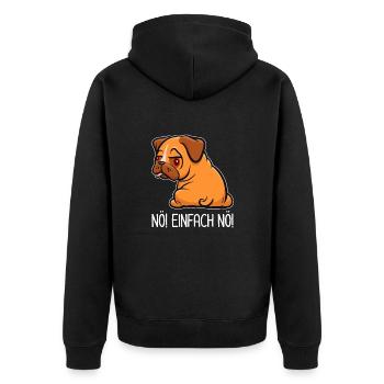 Nö, einfach Nö! - Mops - Spruch - Unisex Premium Bio Zip Hoodie - Schwarz - Hinten - Nico (187cm)